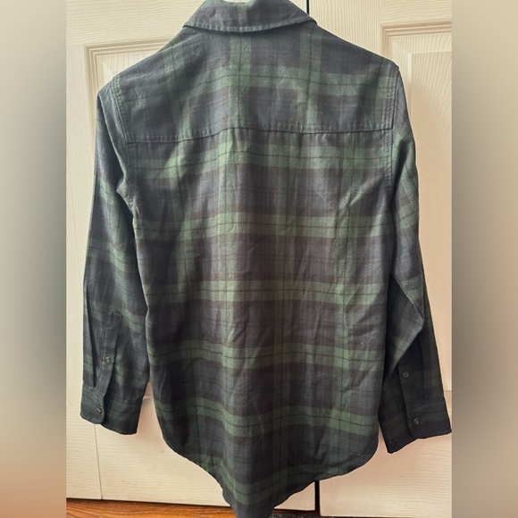 NWT ABERCROMBIE women’s cotton green and blue plaid button up shirt (S) - Picture 2 of 4